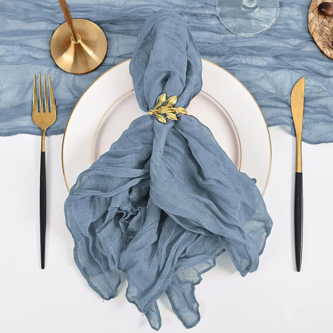 Pleated Polyester Napkin 20"x20" 5Pc Haze Blue