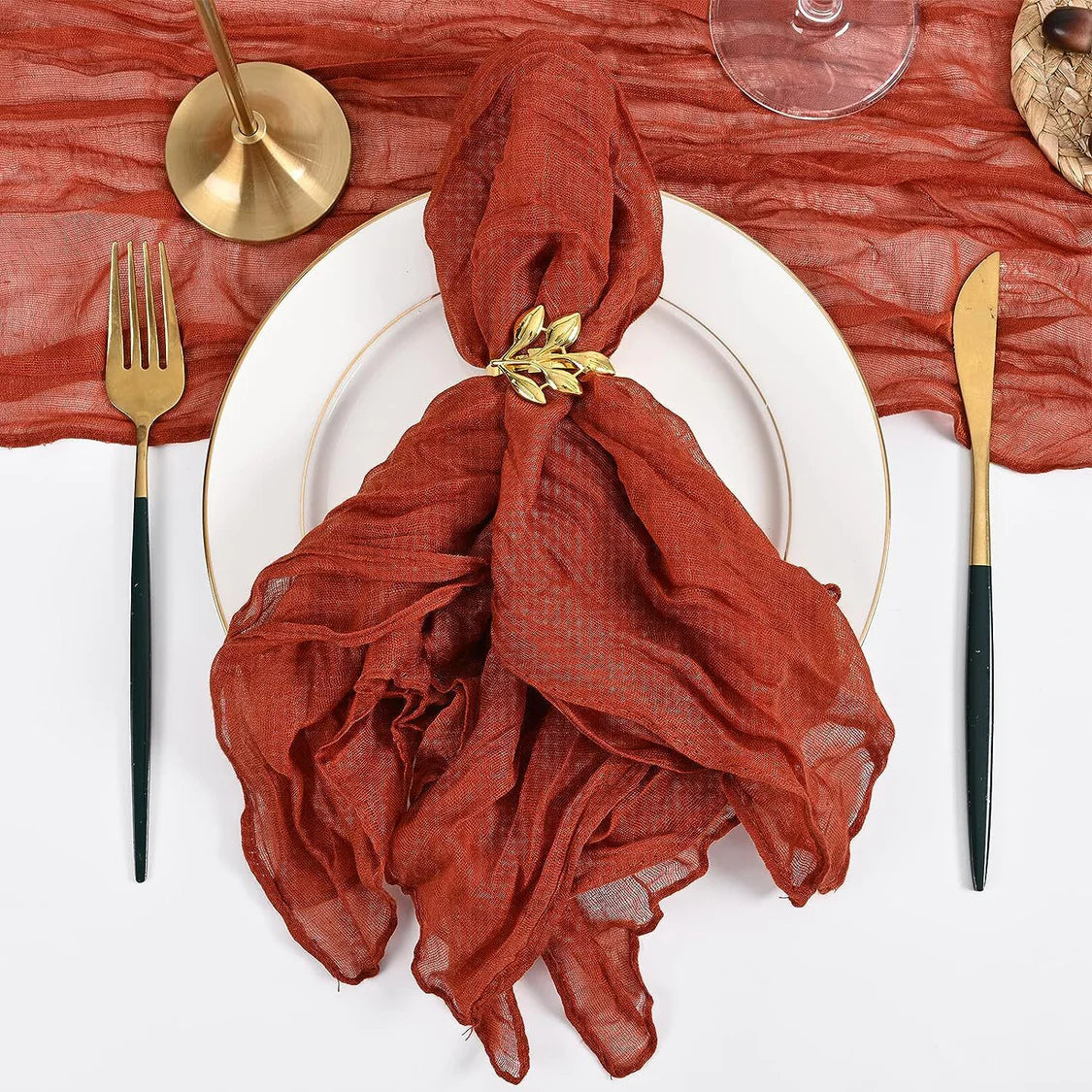 Pleated Polyester Napkin 20"x20" 5Pc Orange