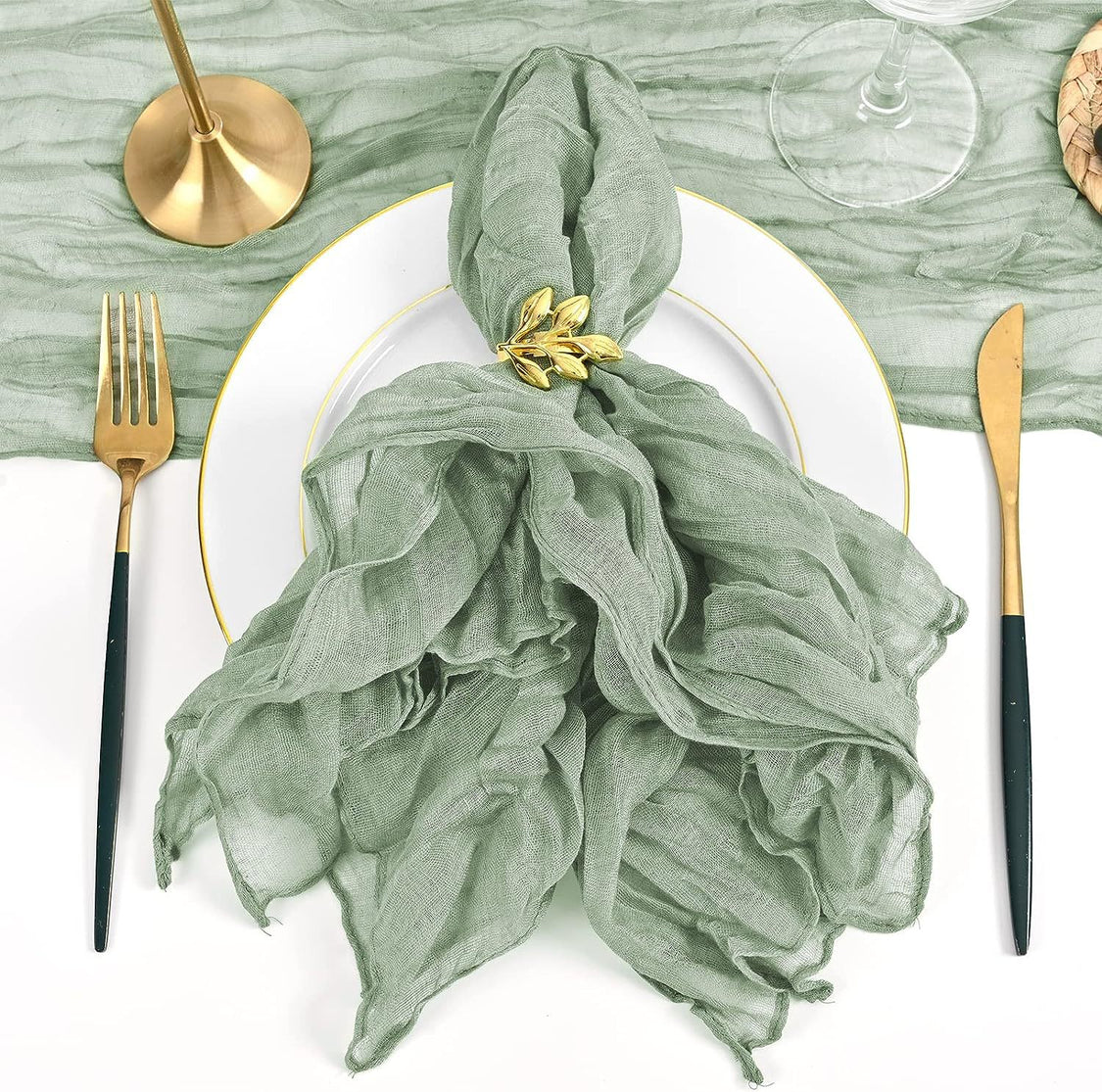 Pleated Polyester Napkin 20"x20" 5Pc Sage Green