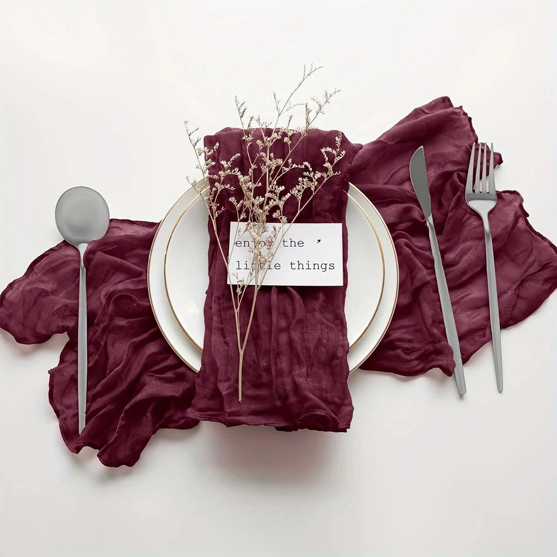 Pleated Polyester Napkin 20"x20" 5Pc Wine Red