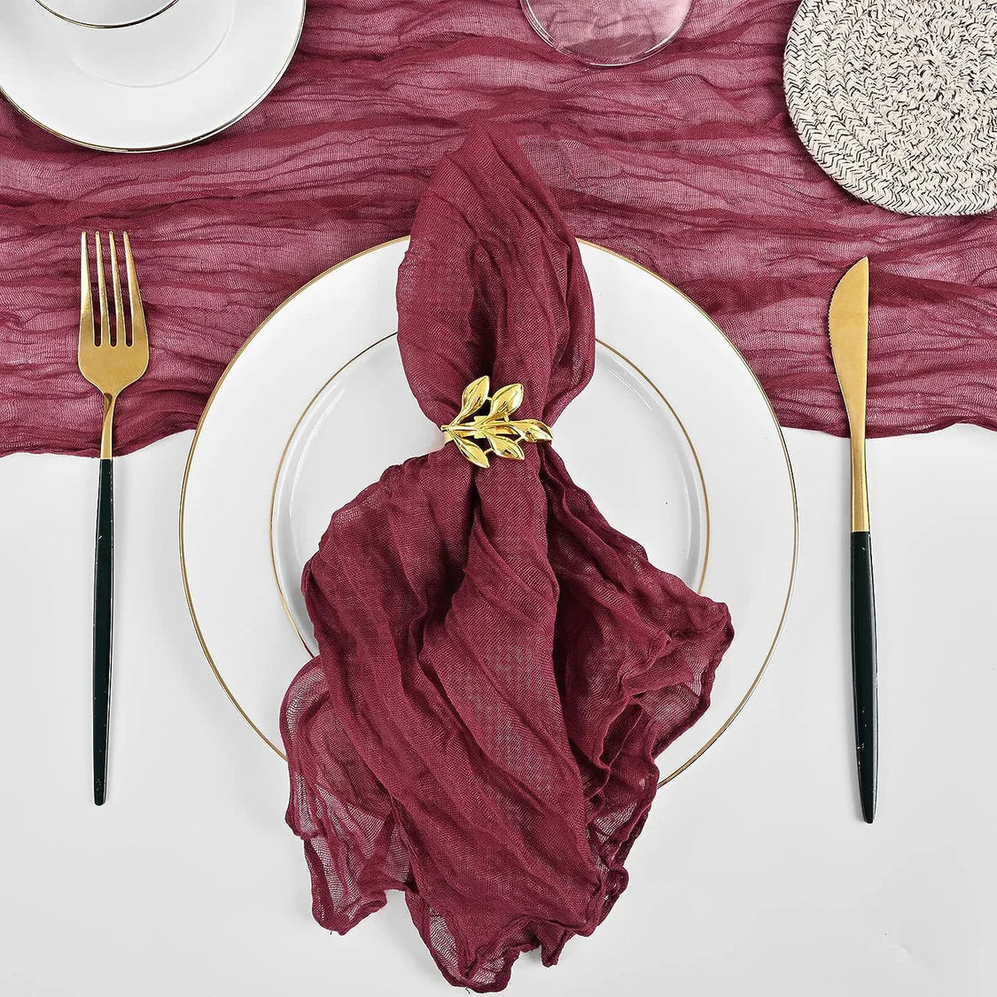 Pleated Polyester Napkin 20"x20" 5Pc Wine Red