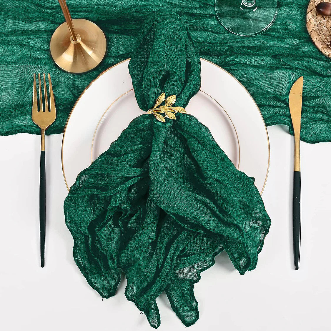 Pleated Polyester Napkin 20"x20" 5Pc Dark Green