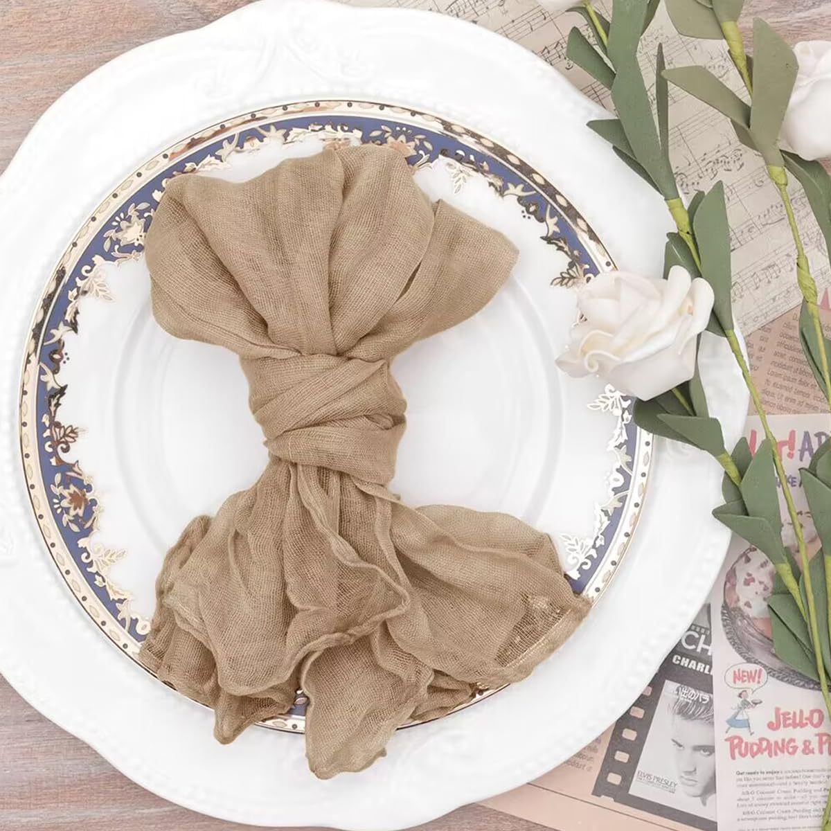 5 Pc Pleated Polyester Napkin Cloth 20"x20" Lavender Purple