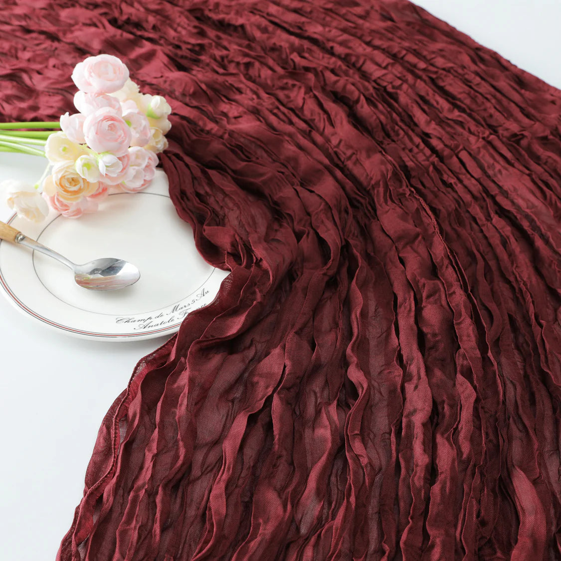 Premium Cotton And Linen Table Runner 10FT x 36" Wine Red