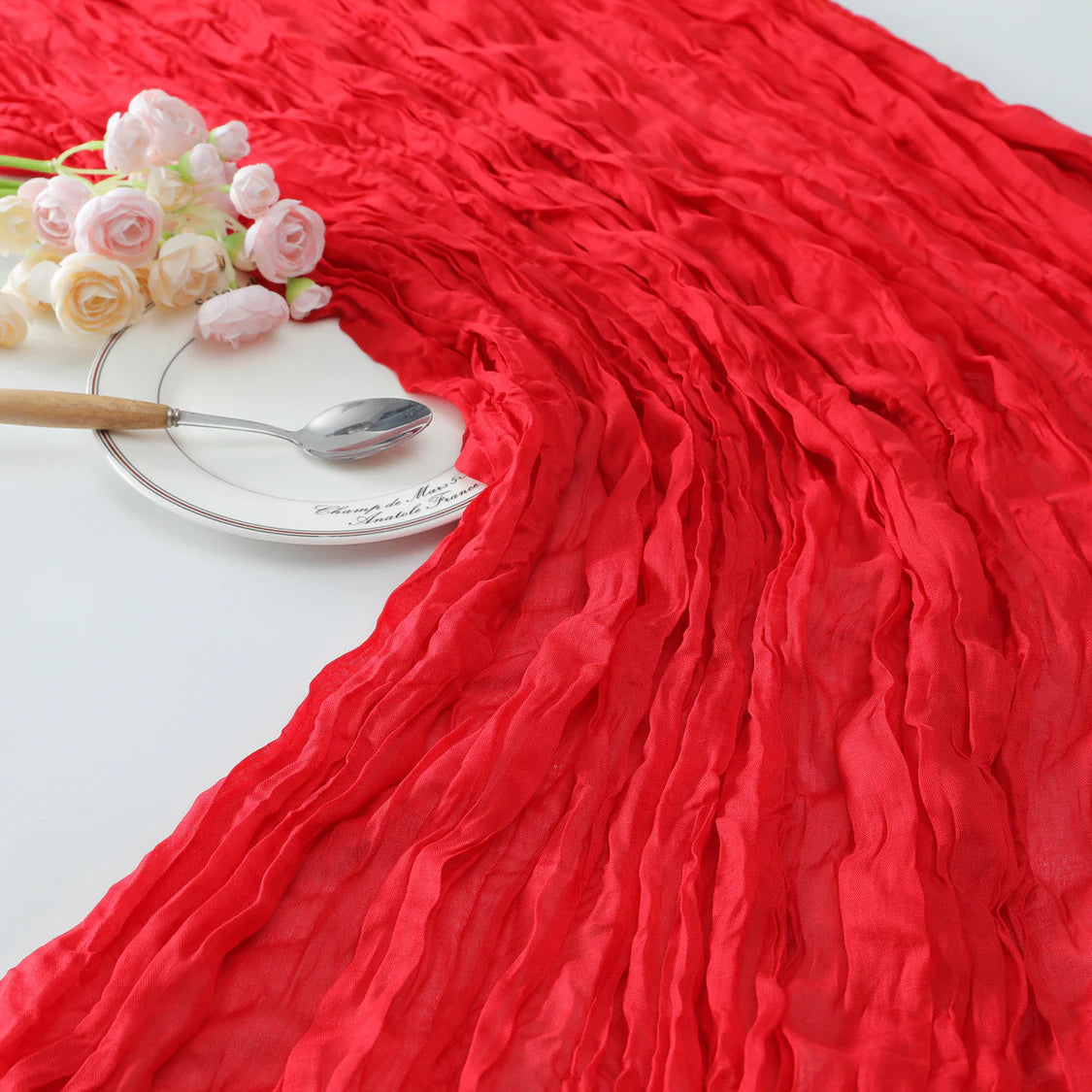 Premium Cotton And Linen Table Runner 10FT x 36" Red