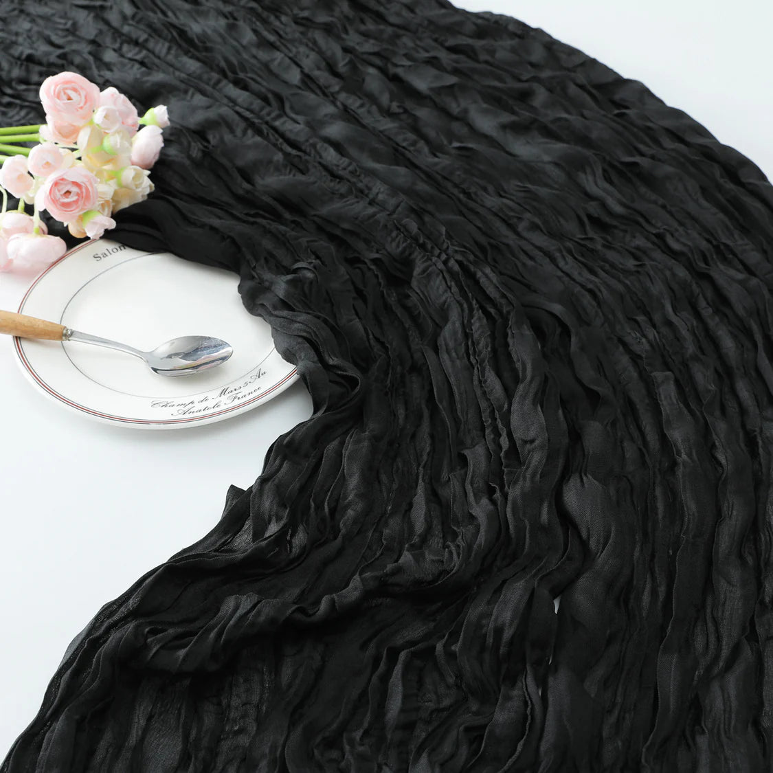 Premium Cotton And Linen Table Runner 10FT x 36" Black