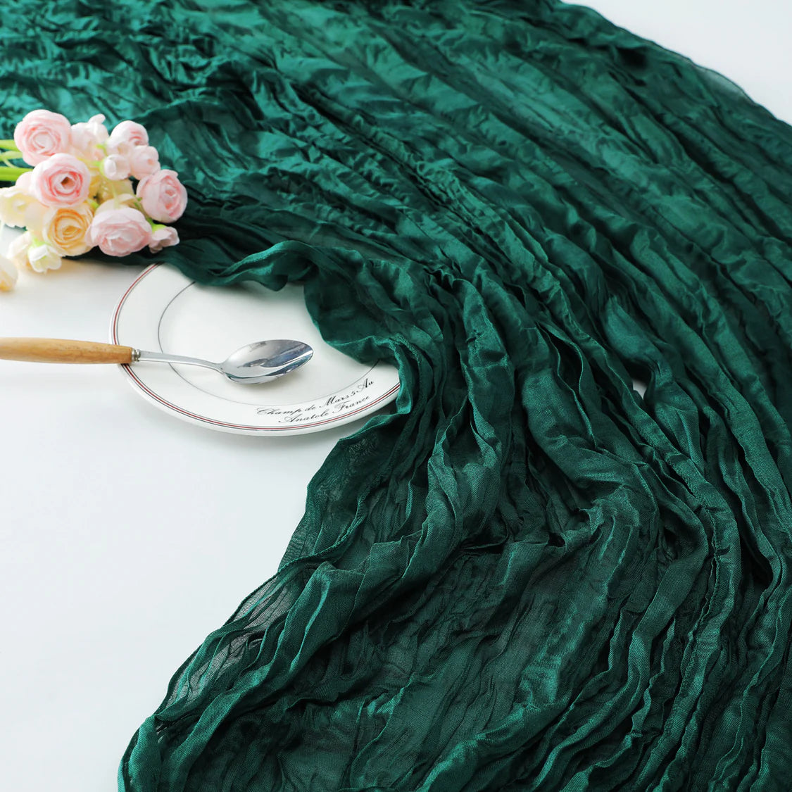 Premium Cotton And Linen Table Runner 10FT x 36" Dark Green