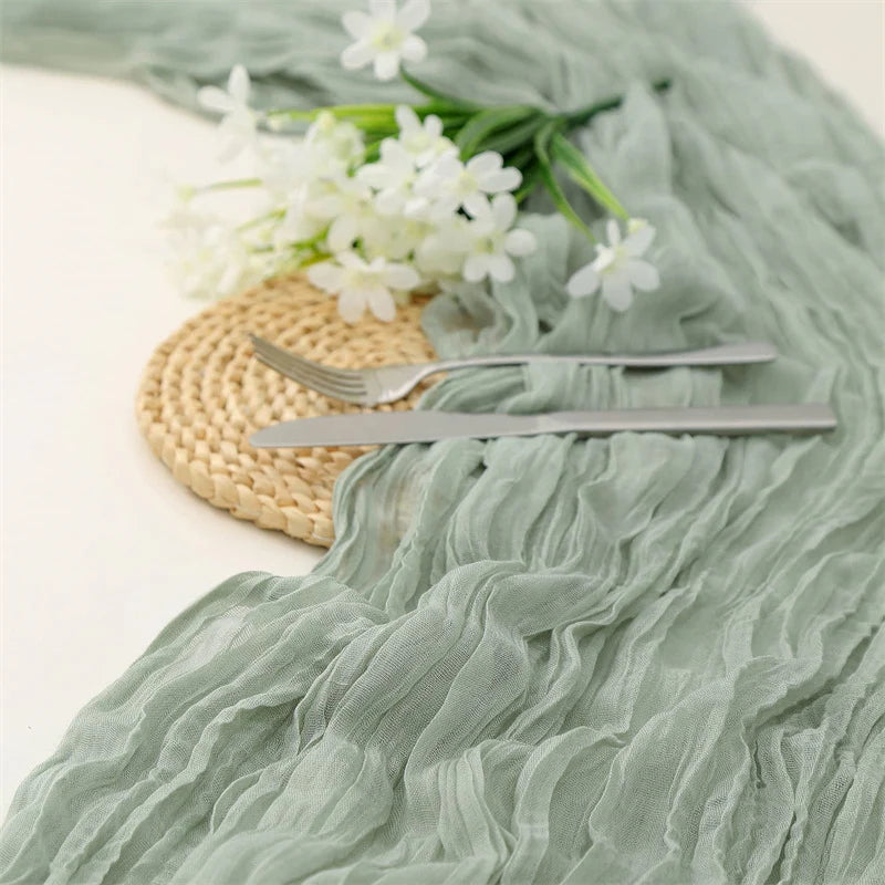 Premium Cotton And Linen Table Runner 10FT x 36" Yellow Green