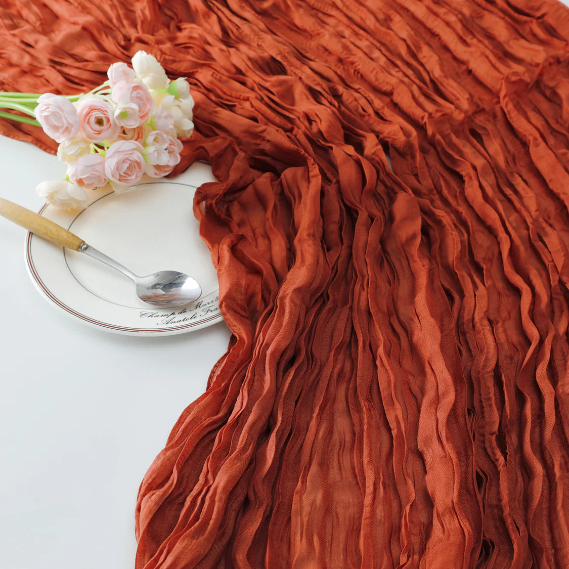 Premium Cotton And Linen Table Runner 10FT x 36" Rust