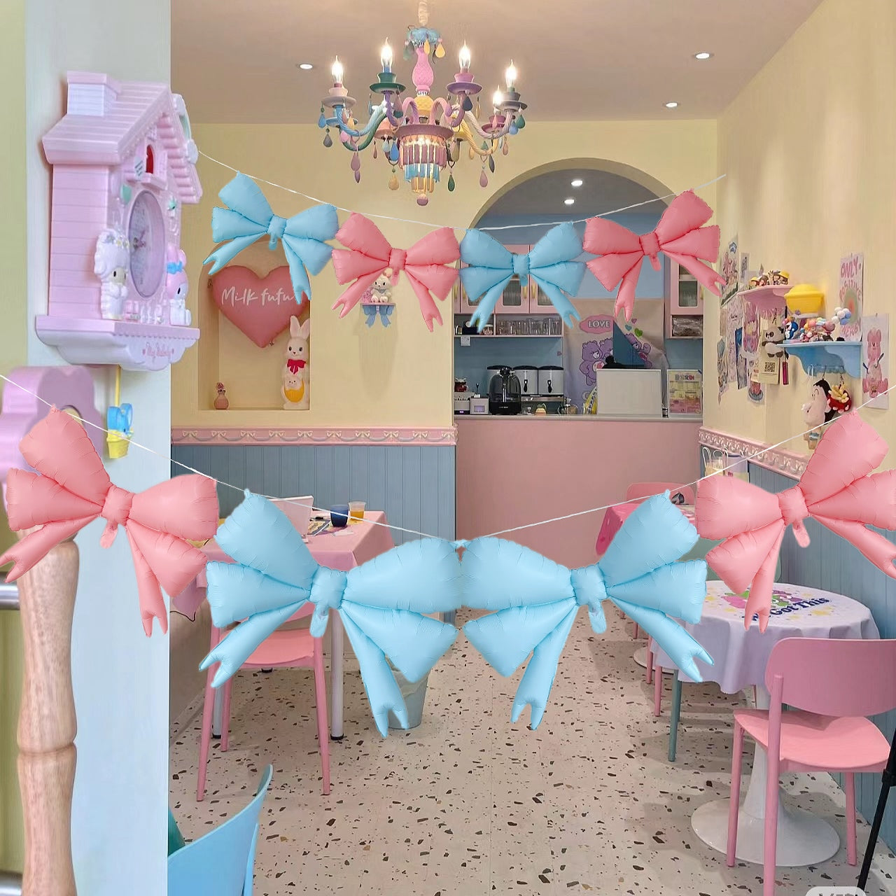 4 Pcs Giant Party Bow Balloons 30"x25" Milky White