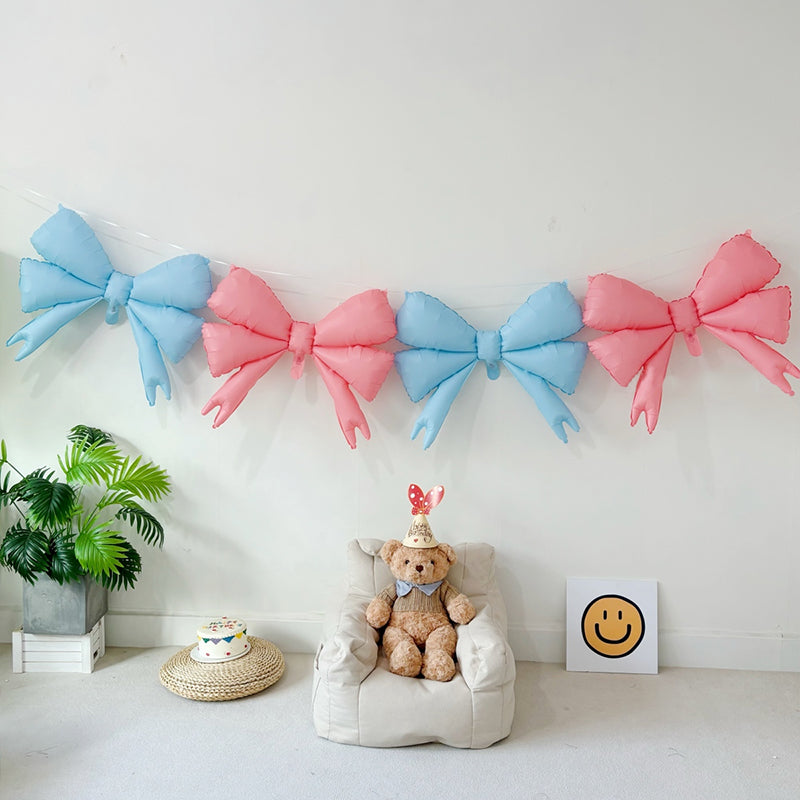 4 Pcs Large Bow Balloons 30"x25" Blue Pink