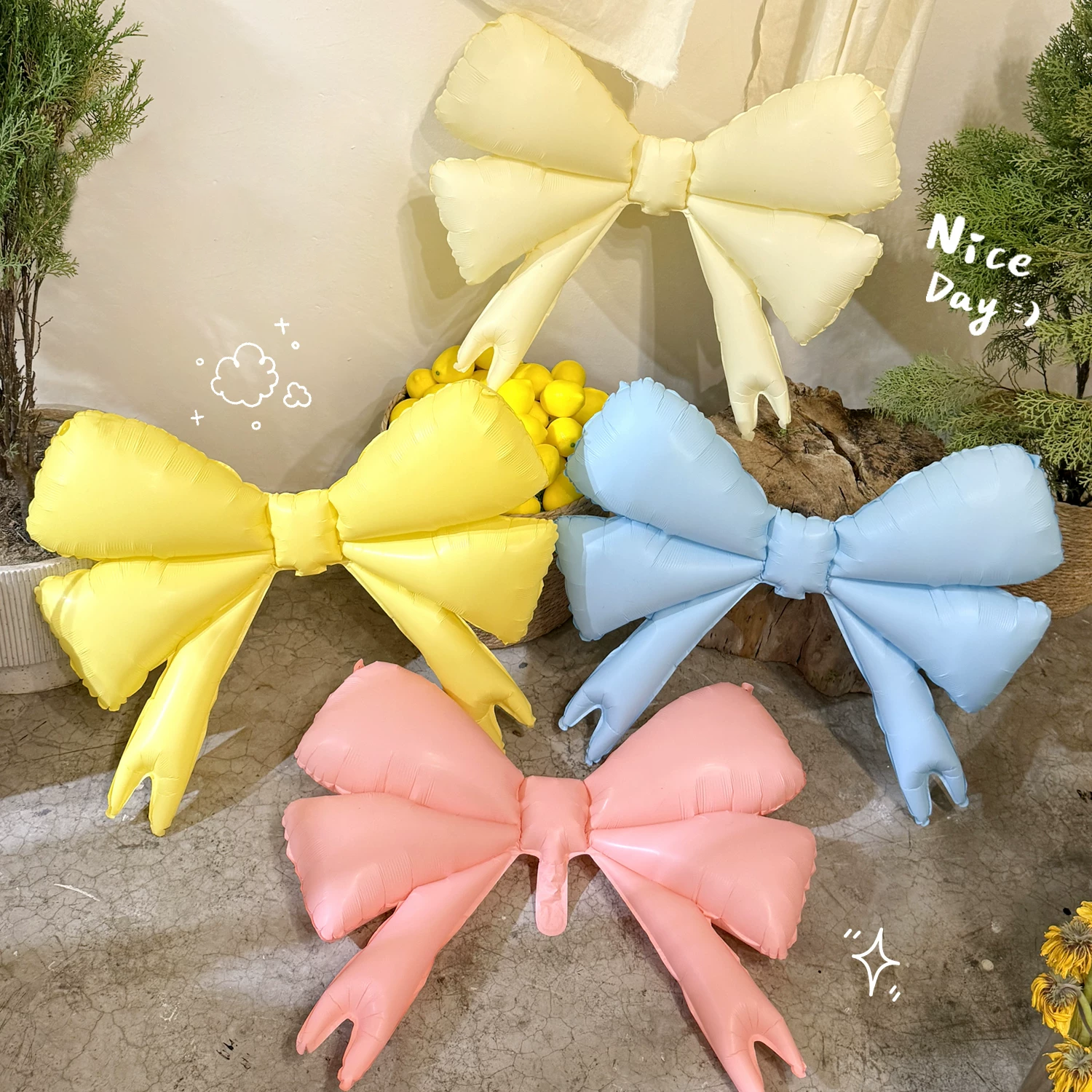 4 Pcs Giant Party Bow Balloons 30"x25" Milky White