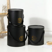 Round gift Box With Lid Three-Piece Set Black