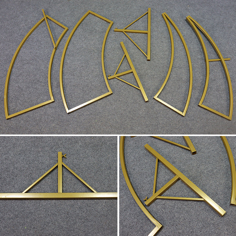 Gold Metal Half Crescent Moon Wedding Arch Flower Stand 7.38ft