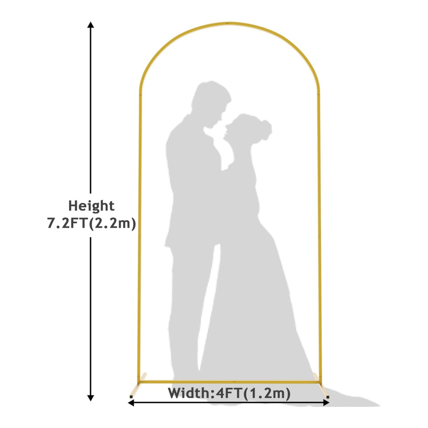 Gold Metal Wedding Arch Chiara Backdrop Stand Floral Display Frame With Round Top 7.2ft