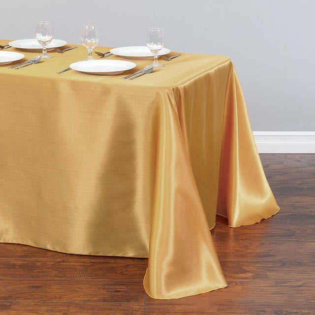 Satin Rectangular 90"x156" Tablecloth Gold