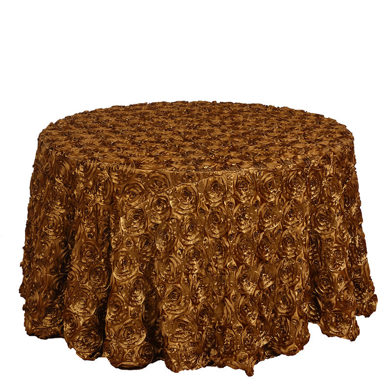 Round tablecloth with rose flowers 130" Gold