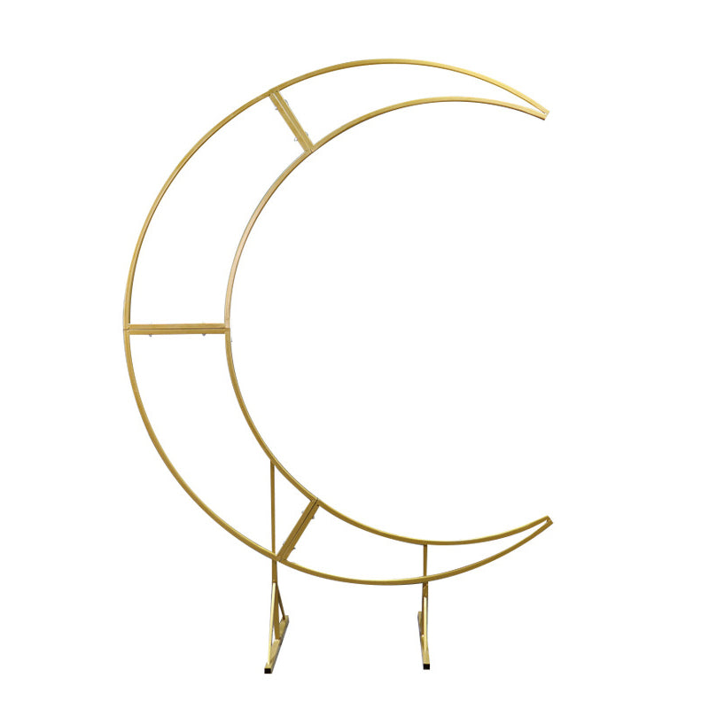 Gold Metal Half Crescent Moon Wedding Arch Flower Stand 7.38ft