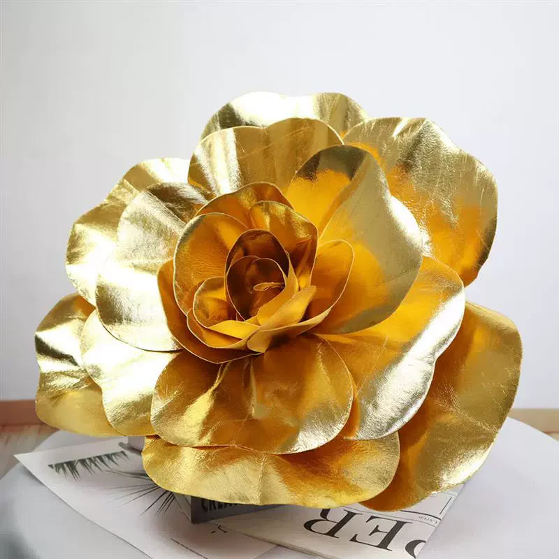 12" Gold Simulated Golden Rose Flower Wall Decoration 4Pcs
