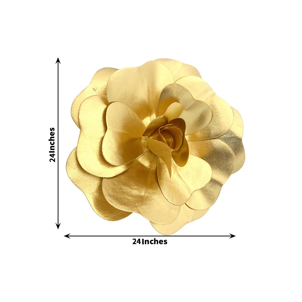 24" Gold Simulated Golden Rose Flower Wall Decoration 4Pcs