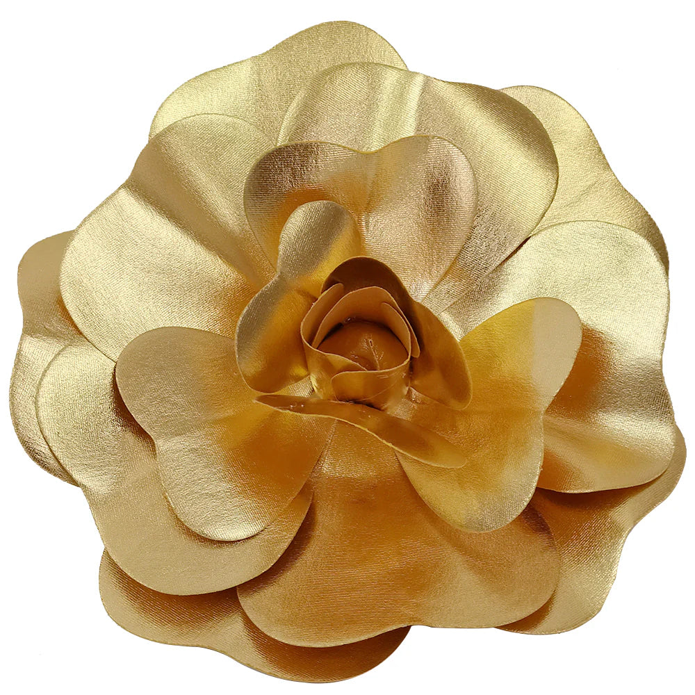 12" Gold Simulated Rose Flower Wall Decoration 4Pcs
