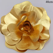 16" Gold Simulated Rose Flower Wall Decoration 4Pcs