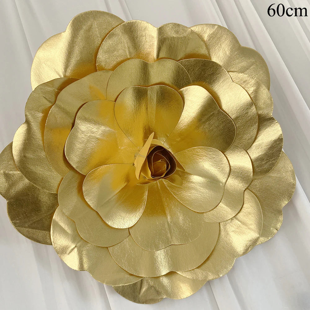 24" Gold Simulated Golden Rose Flower Wall Decoration 4Pcs