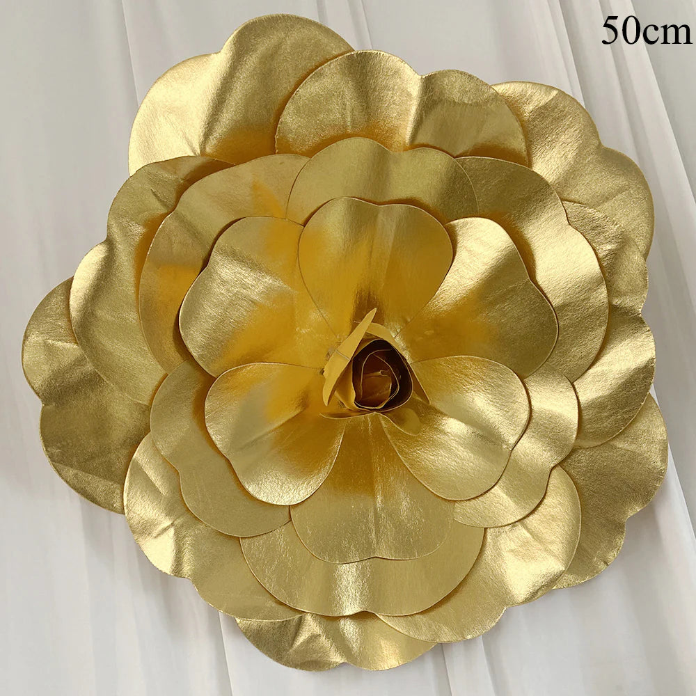 20" Gold Simulated Golden Rose Flower Wall Decoration 4Pcs