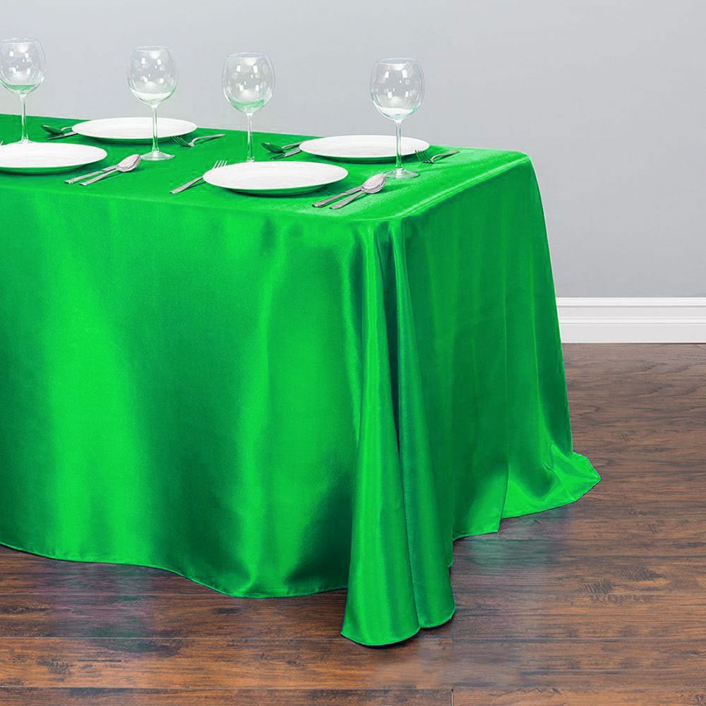 Satin Rectangular 90"x156" Tablecloth Green