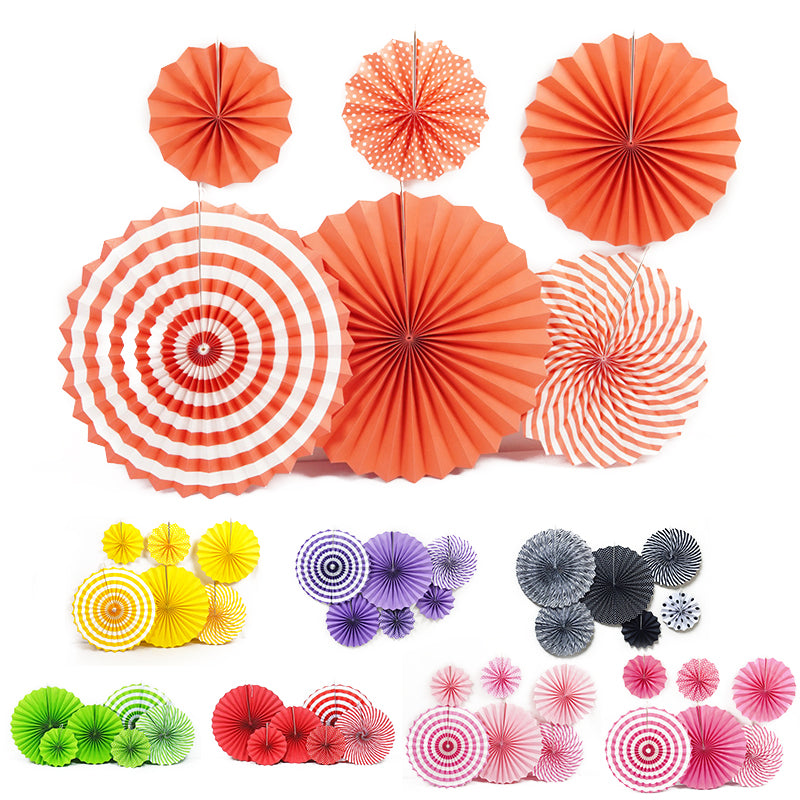 Hanging Paper Fans Party Set, Round Pattern Paper Garlands Decoration for Birthday Baby Boy Shower Graduation Bachelorette