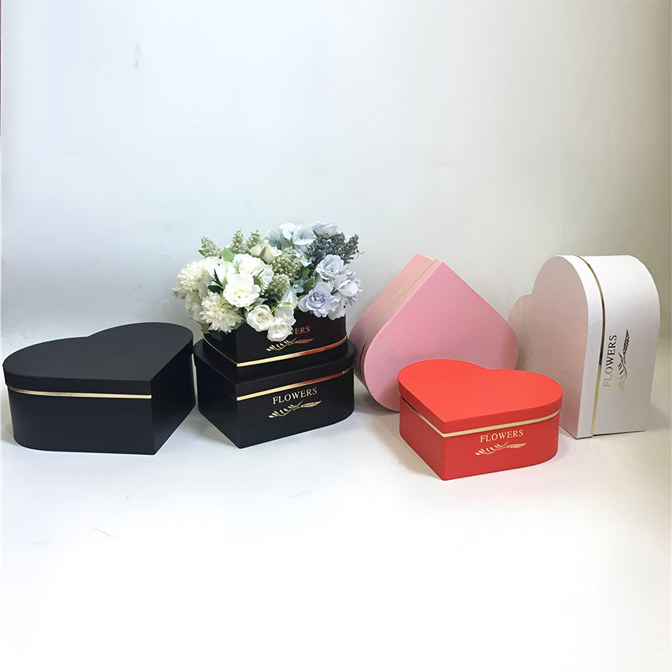 3 Pcs Heart Shaped Gift Boxes with Lids Red