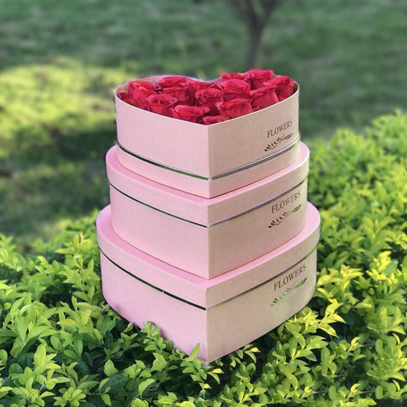 3 Pcs Heart Shaped Gift Boxes Nesting Heart Flower Boxes Pink
