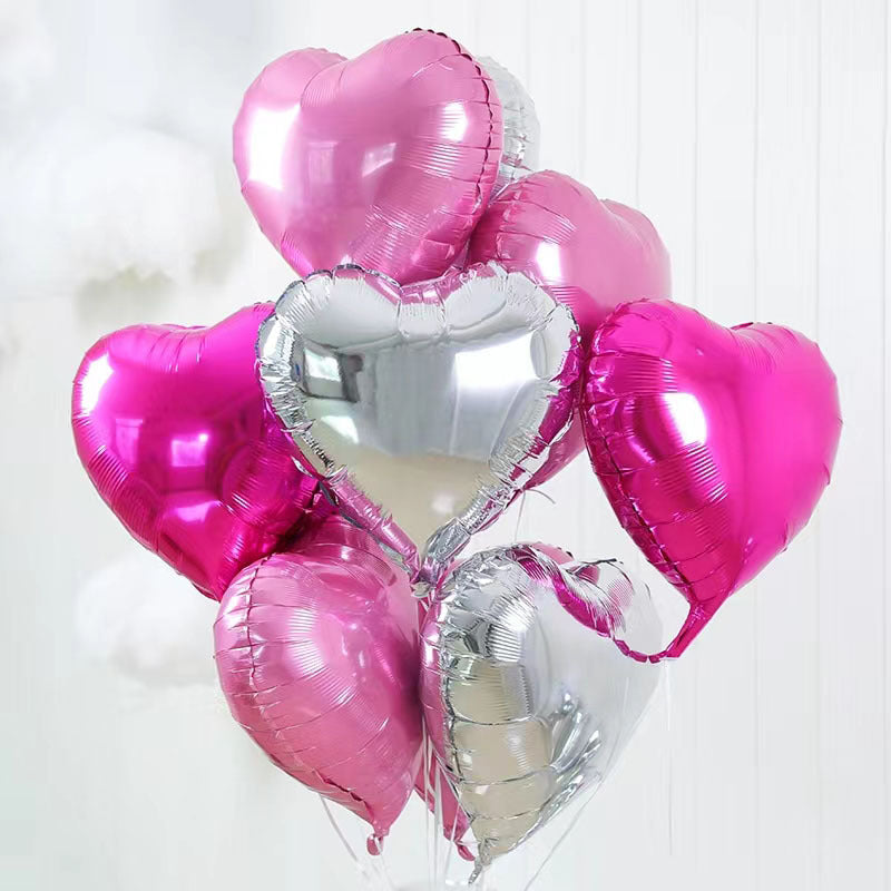 2Pcs 18" Heart Foil Balloons Mylar Love Heart Helium Balloons Silver