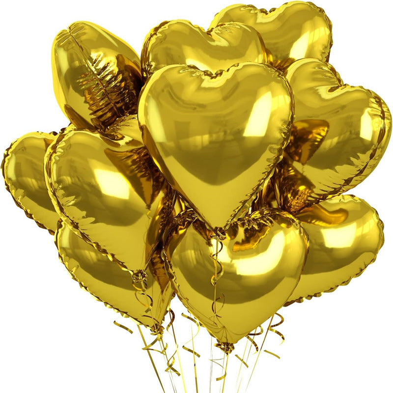 2Pcs 18" Heart Foil Balloons Mylar Love Heart Helium Balloons Gold