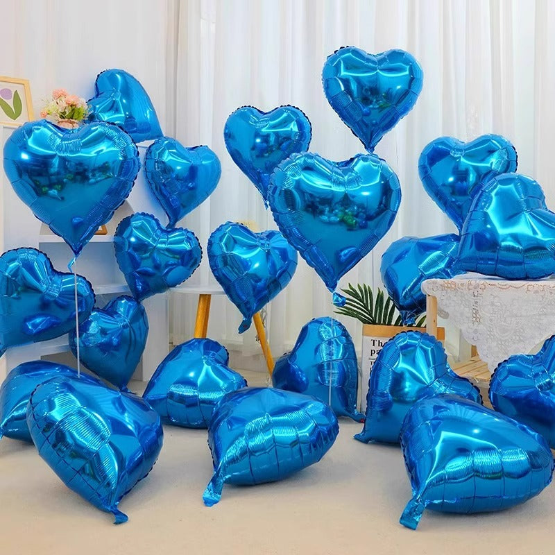 2Pcs 18" Heart Foil Balloons Mylar Love Heart Helium Balloons Dark Blue