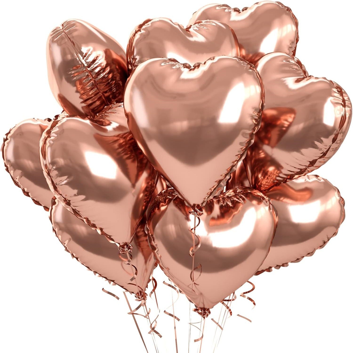 2Pcs 18" Heart Foil Balloons Mylar Love Heart Helium Balloons Champagne Gold