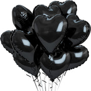 2Pcs 18" Heart Foil Balloons Mylar Love Heart Helium Balloons Black