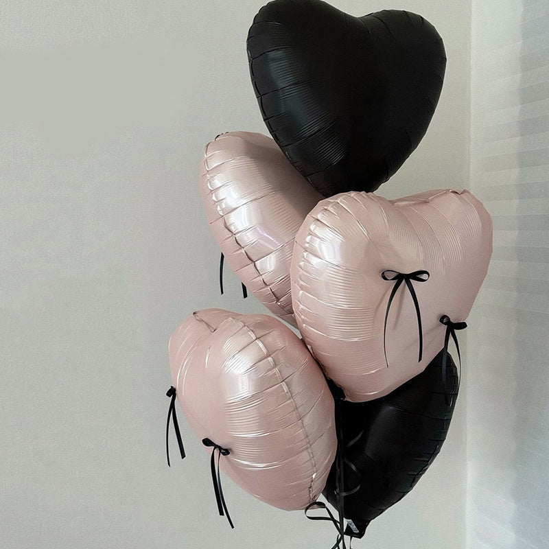2Pcs 18" Heart Foil Balloons Mylar Love Heart Helium Balloons Black