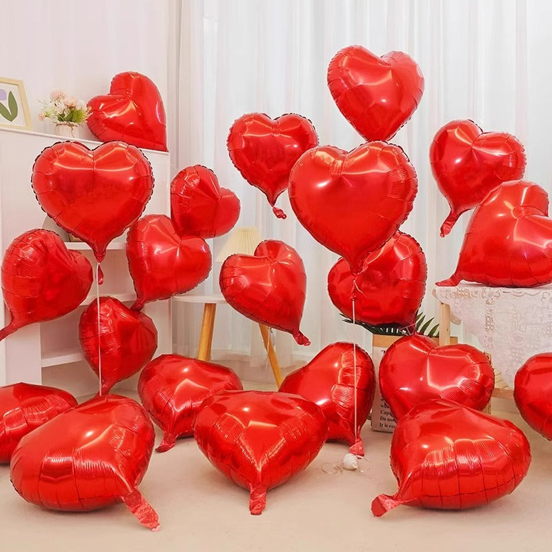 2Pcs 18" Heart Foil Balloons Mylar Love Heart Helium Balloons Red