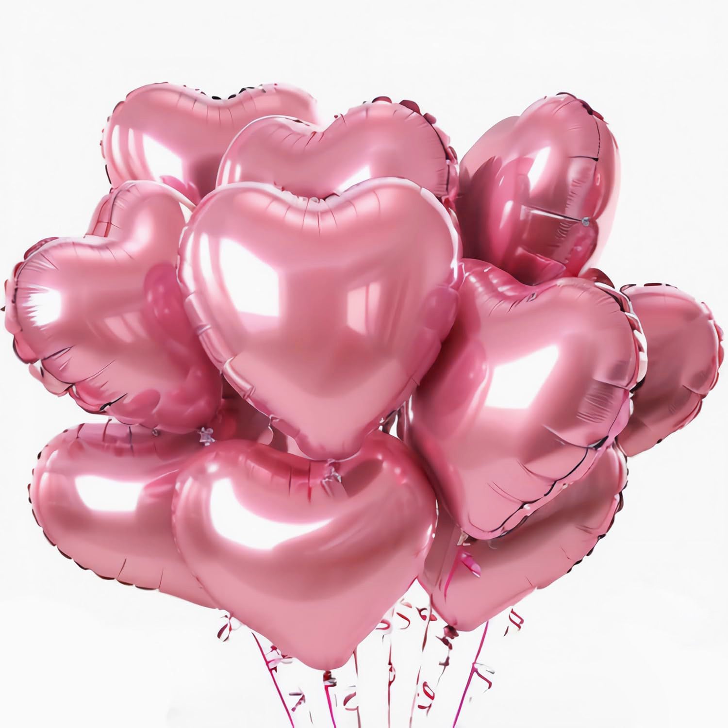 2Pcs 18" Heart Foil Balloons Mylar Love Heart Helium Balloons Pearl Pink