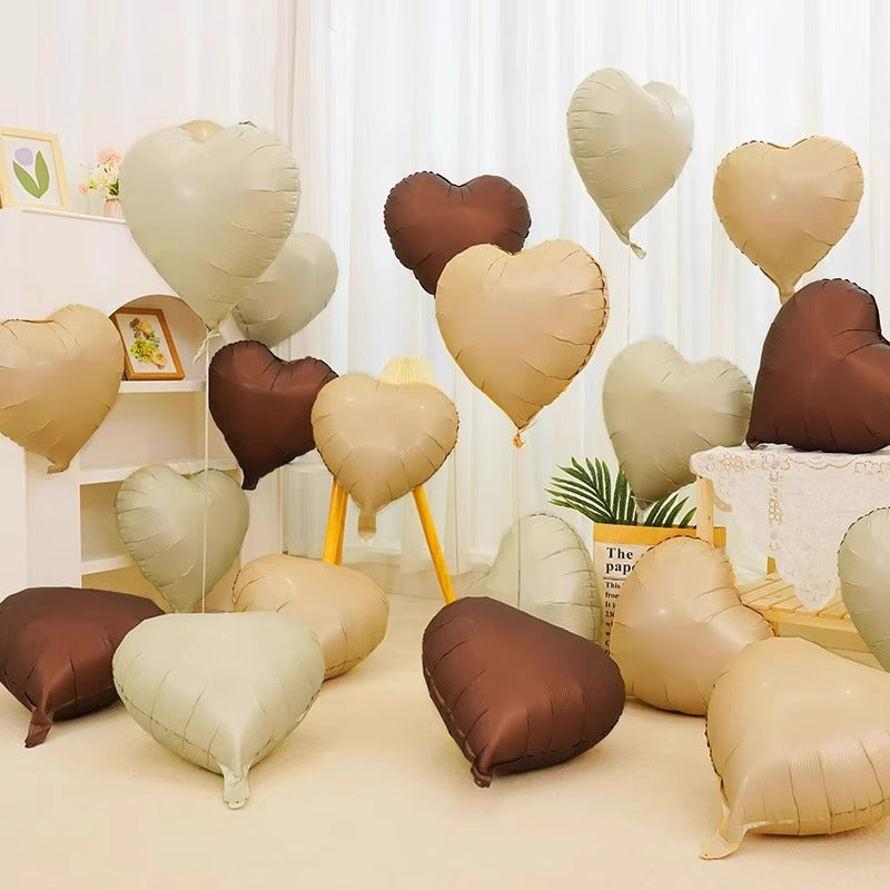 2Pcs 18" Heart Foil Balloons Mylar Love Heart Helium Balloons Cream White