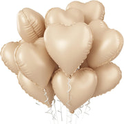 2Pcs 18" Heart Foil Balloons Mylar Love Heart Helium Balloons Caramel