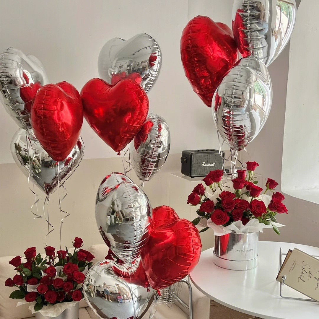 2Pcs 18" Heart Foil Balloons Mylar Love Heart Helium Balloons Metallic Purple