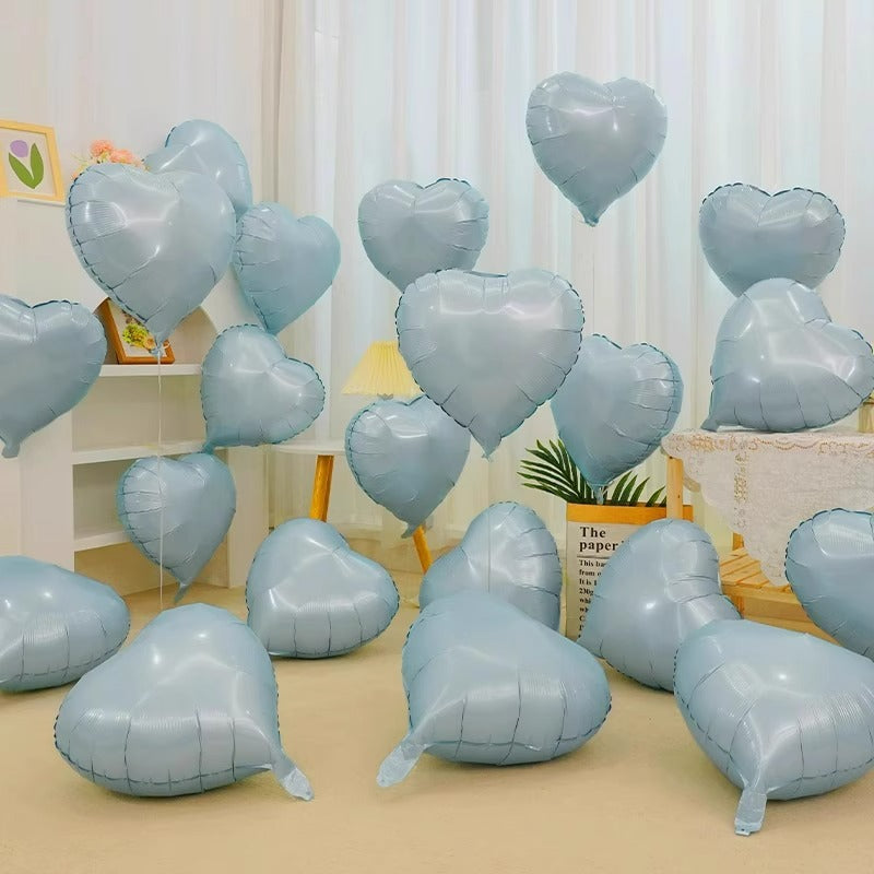 2Pcs 18" Heart Foil Balloons Mylar Love Heart Helium Balloons Baby Blue