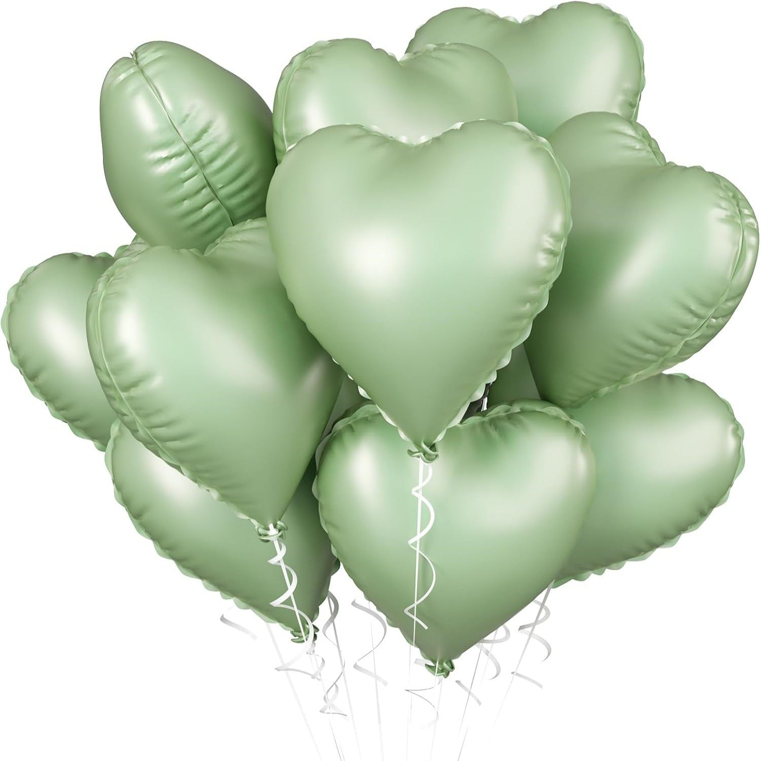 2Pcs 18" Heart Foil Balloons Mylar Love Heart Helium Balloons Olive Green
