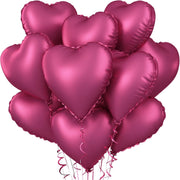 2Pcs 18" Heart Foil Balloons Mylar Love Heart Helium Balloons Metallic Wine Red