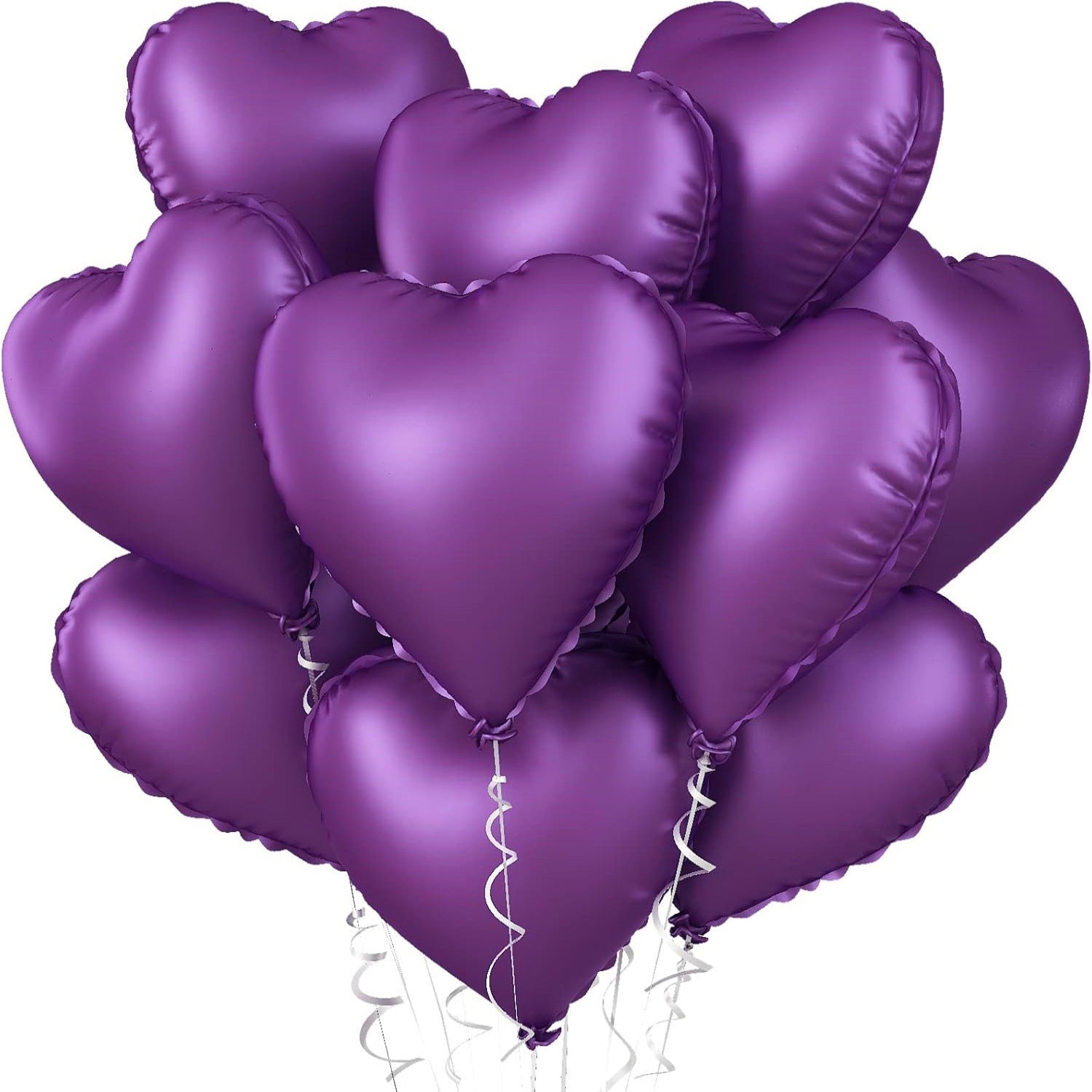 2Pcs 18" Heart Foil Balloons Mylar Love Heart Helium Balloons Metallic Purple