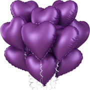 2Pcs 18" Heart Foil Balloons Mylar Love Heart Helium Balloons Metallic Purple