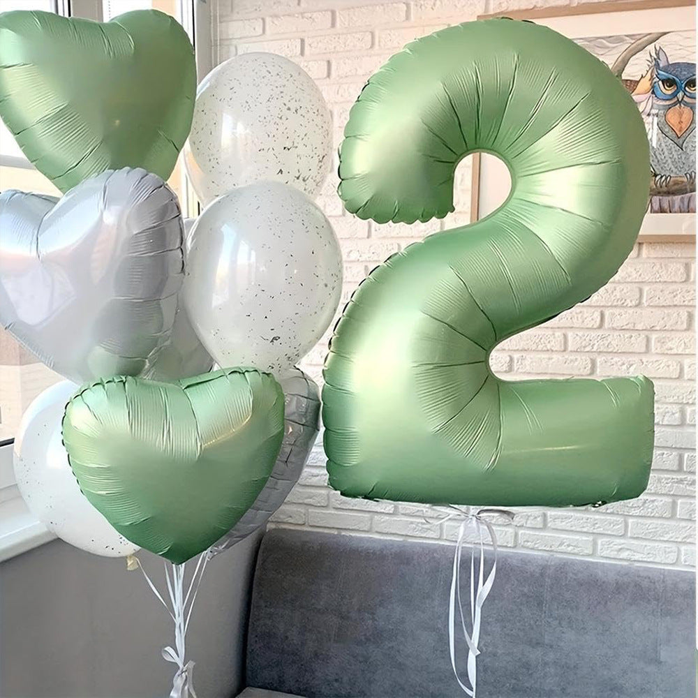 2Pcs 18" Heart Foil Balloons Mylar Love Heart Helium Balloons Olive Green