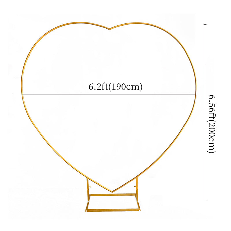 Heavy Duty Gold Metal Heart Shape Wedding Arch Photo Backdrop Stand 6.56ft